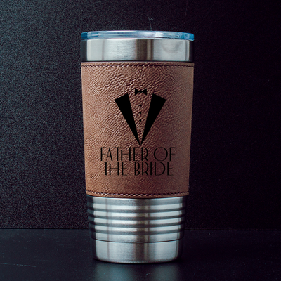 Father of the Bride Engraved Leather Tumbler