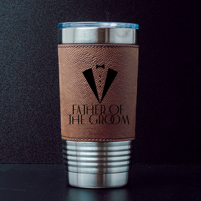 Father of the Groom Engraved Leather Tumbler