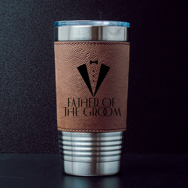 Father of the Groom Engraved Leather Tumbler