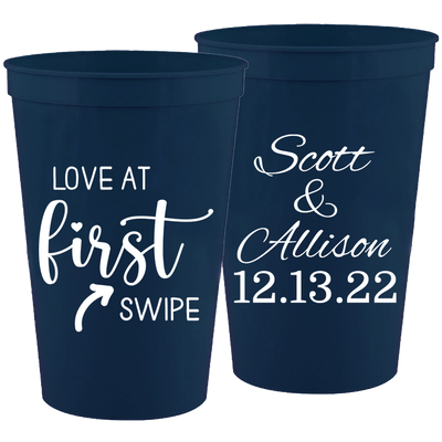 Wedding 143 - Love At First Swipe - 16 oz Plastic Cups
