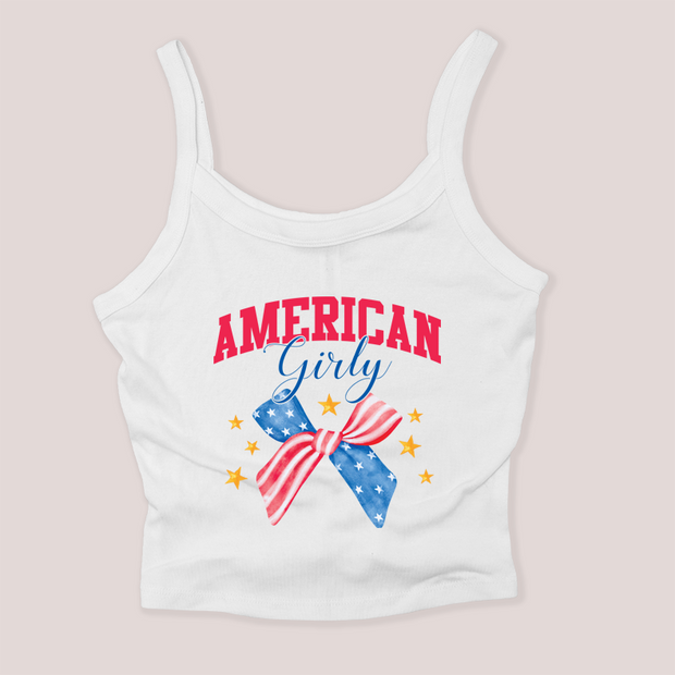 4th of July Shirt Micro Rib Tanktop - American Girly