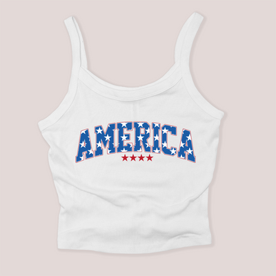 4th of July Shirt Micro Rib Tanktop - America Stars