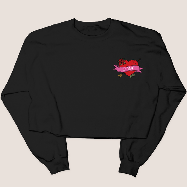 Babe Tattoo - Valentines Day - Cropped Sweatshirt