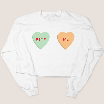 Bite Me Valentine Chest - Cropped Sweatshirt