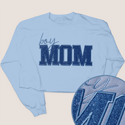 Mom Shirt Glitter - Boy Mom Sweatshirt Cropped