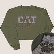 Cat Mama Shirt Glitter - Crewneck Cropped