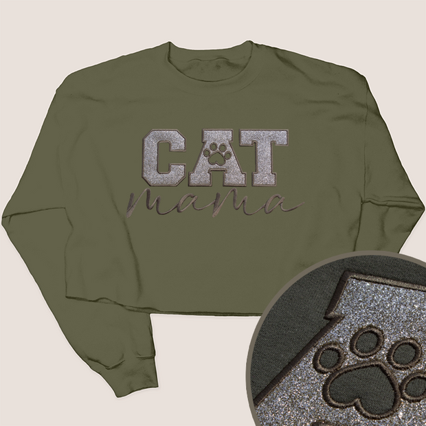 Cat Mama Shirt Glitter - Crewneck