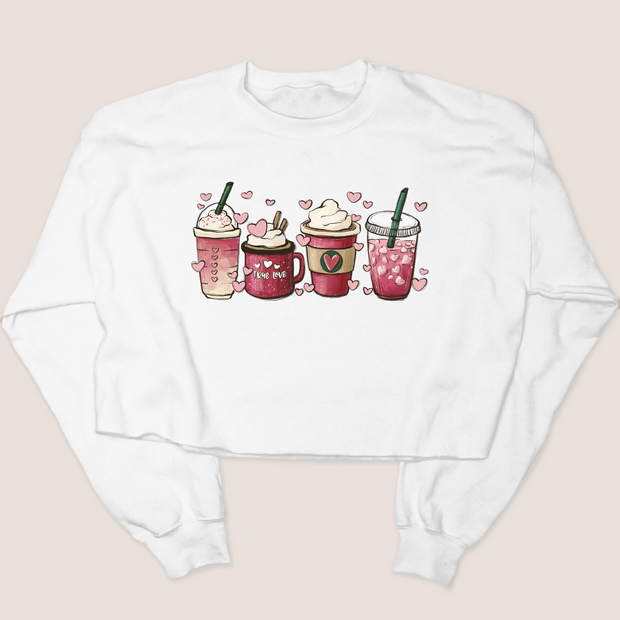 Coffee Hearts Valentine - Cropped Sweatshirt
