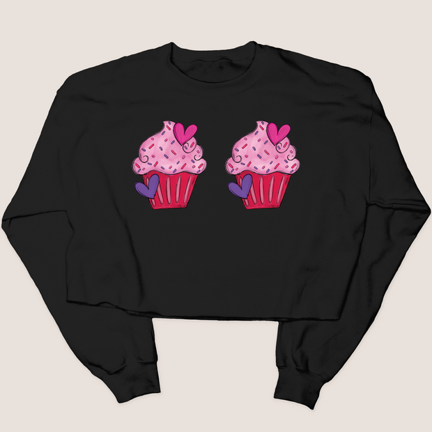 Cupcake Chest - Valentines Day - Cropped Sweatshirt