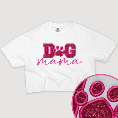 Dog Mama Shirt Glitter Cropped