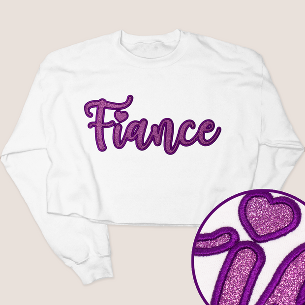 Doll Fiance - Valentines Glitter - Cropped Sweatshirt
