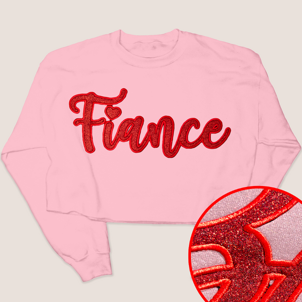 Doll Fiance - Valentines Glitter - Cropped Sweatshirt