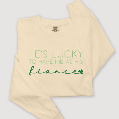 St. Patricks Day Long Sleeve T-Shirt Vintage - He's Lucky Fiance