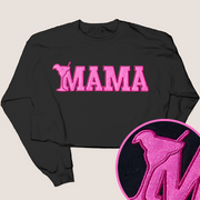 Tequila Shirt Mama Glitter Sweatshirt Crop - University