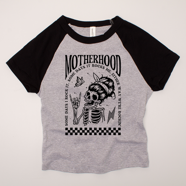 Mom Shirt - Skeleton Motherhood Rockin' Baby Doll Adult Tee