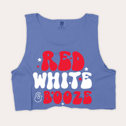 USA Patriotic -  Red, White, & Booze Cropped Tank Top