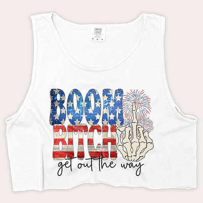 USA Patriotic -  Boom! Get Out The Way! Cropped Tank Top