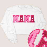 Mama - Valentines Glitter - Cropped Sweatshirt