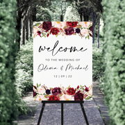 Wedding Welcome Sign - Deep Florals