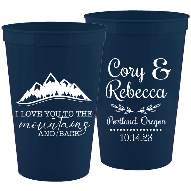 Wedding 117 - Mountain I Love You To The Mountains And Back - 16 oz Plastic Cups