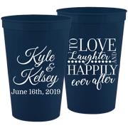 Wedding 013 - To Love Laughter & Happily Ever After - 16 oz Plastic Cups