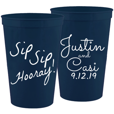 Wedding 028 - Sip Sip Hooray! - 16 oz Plastic Cups