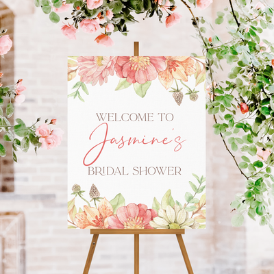 Bridal Shower Sign - Peach Florals