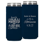 Wedding 007 - Here's To A Long Life & A Married One - Foam Slim Can