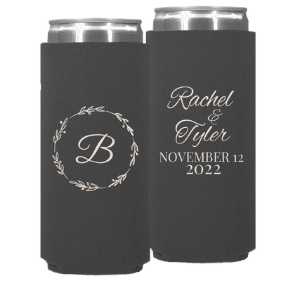 Wedding 027 - Classy Wedding Names And Floral - Neoprene Slim Can