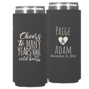 Wedding 065 - Cheers To Many Years And Cold Beers W/Heart - Neoprene Slim Can
