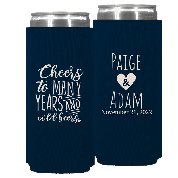 Wedding 065 - Cheers To Many Years And Cold Beers W/Heart - Foam Slim Can