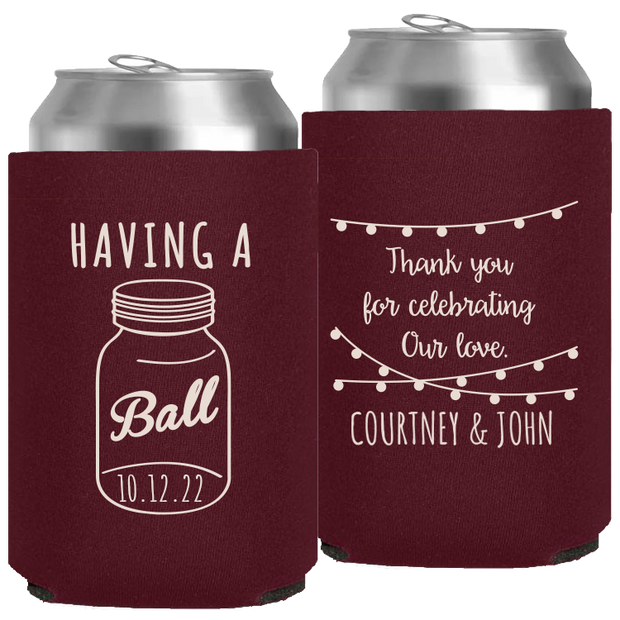 Wedding 078 - Having A Ball Mason Jar Names - Neoprene Can