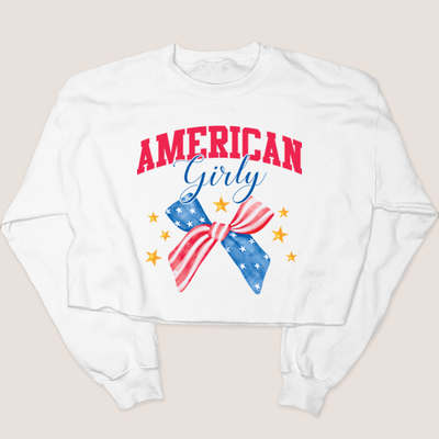 4th Of July Shirt Crop Sweatshirt - American Girly