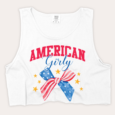 4th Of July Shirt Crop Tank Top - American Girly