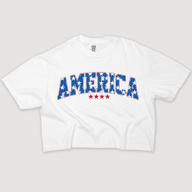 4th Of July Shirt Crop - America Stars