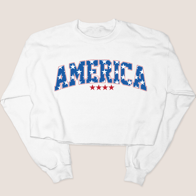 4th Of July Shirt Crop Sweatshirt - America Stars