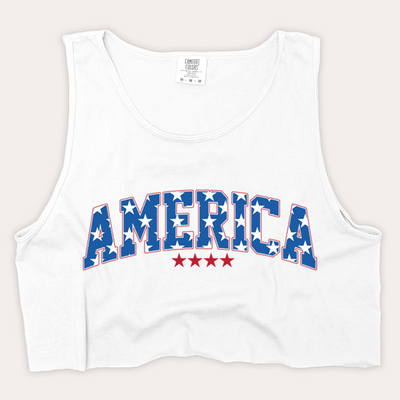 4th Of July Shirt Crop Tank Top - America Stars