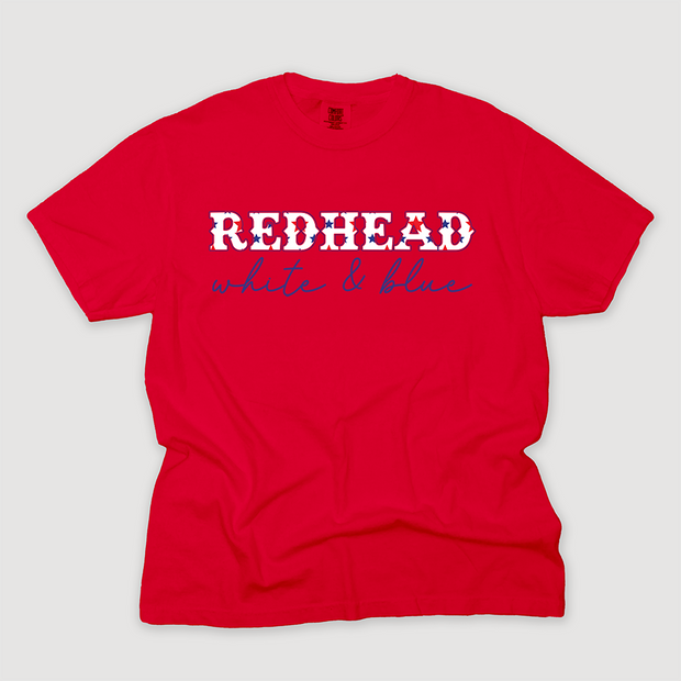 4th Of July Shirt - Redhead, White & Blue