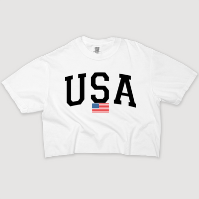 4th Of July Shirt Crop - USA Flag