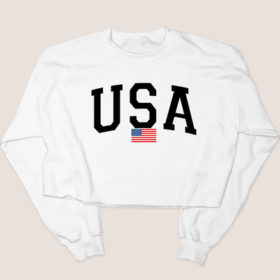 4th Of July Shirt Crop Sweatshirt - USA Flag