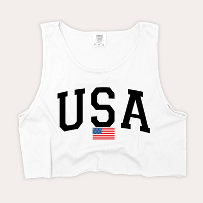 4th Of July Shirt Crop Tank Top - USA Flag