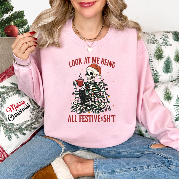 Skeleton Festive & Sh*t - Christmas Sweatshirt