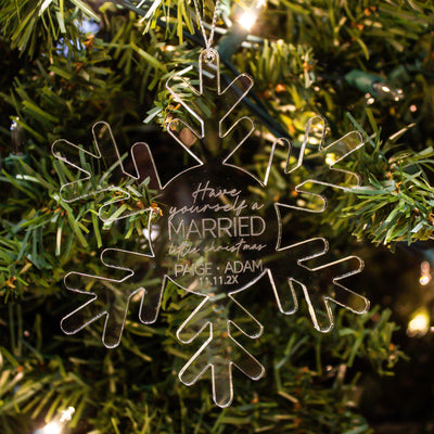 Married Little Christmas - Laser Engraved - Snowflake Ornament - Customizable