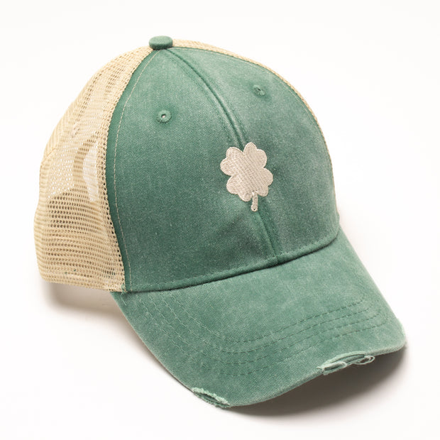 St. Patricks Day - Clover Distressed Hat