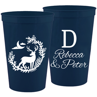 Wedding 104 - Deer With Leaves - 16 oz Plastic Cups