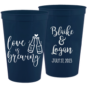 Wedding 111 - Love Is Brewing Bottles - 16 oz Plastic Cups