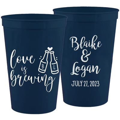 Wedding 111 - Love Is Brewing Bottles - 16 oz Plastic Cups