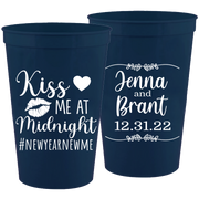 Wedding 133 - Kiss Me At Midnight With Leaves - 16 oz Plastic Cups
