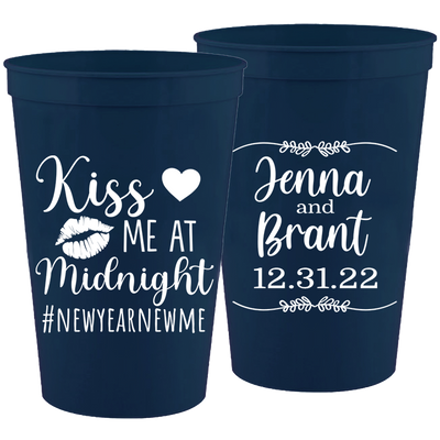 Wedding 133 - Kiss Me At Midnight With Leaves - 16 oz Plastic Cups