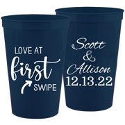 Wedding 143 - Love At First Swipe - 16 oz Plastic Cups